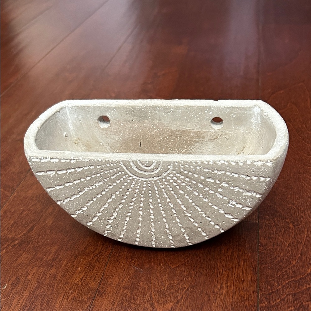Half Moon Shape Cement Wall Planter in Gray